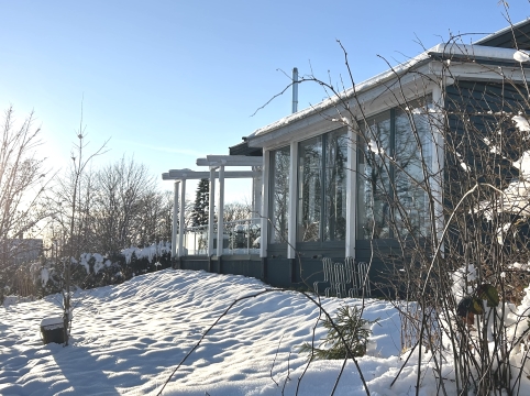 Blockhaus im Winter